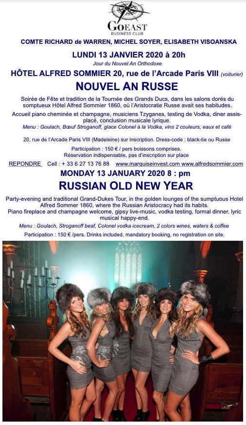 Invitation. Go East business Club. Nouvel An Russe. Russian Old New Year. 2020-01-13